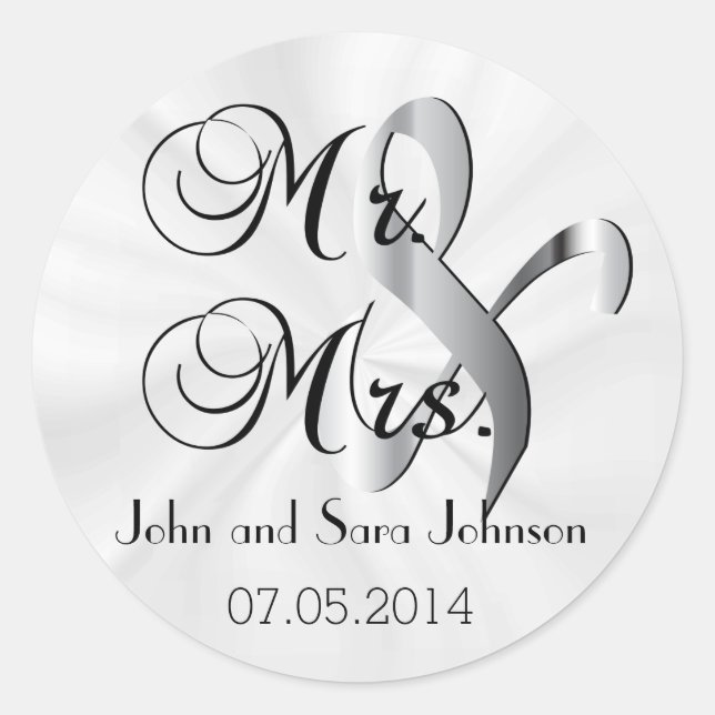 Sticker Rond M. & Mme White Mariage | Personnaliser (Devant)