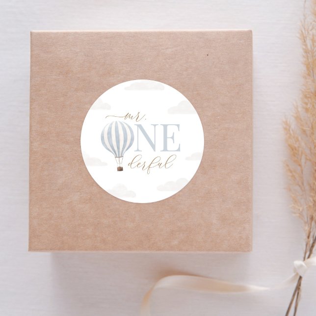 Sticker Rond M. Onederful Hot Air Balloon Anniversaire (Créateur téléchargé)