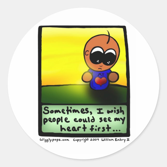 Sticker Rond M. Wigglypops Souhaitez-vous voir mon coeur d'abor (Devant)