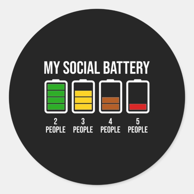 Sticker Rond Ma batterie sociale faible énergie antisociale (Devant)