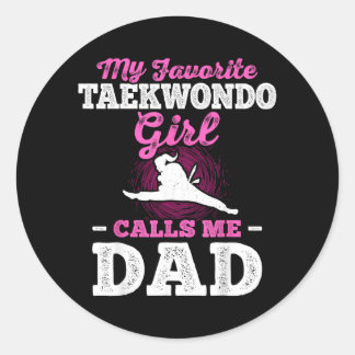 Sticker Rond Ma fille préférée de taekwondo m'appelle papa