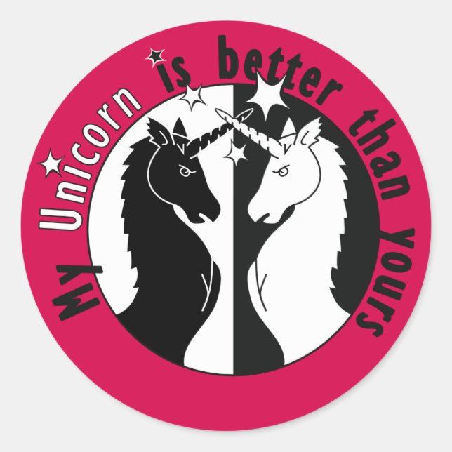 Sticker Rond Ma licorne est meilleure (Devant)
