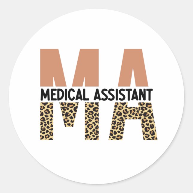 Sticker Rond MA Médicale Assistant Empreinte de léopard (Devant)