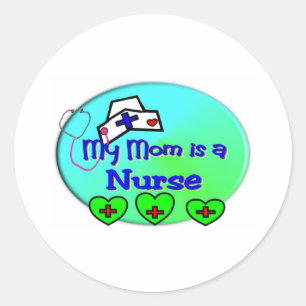 Sticker Rond "MA MÈRE est infirmière" Pour les enfants infirmiè