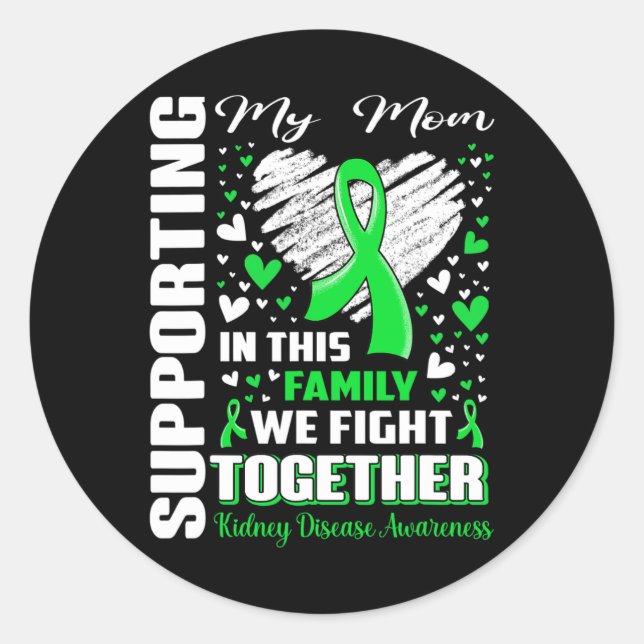 Sticker Rond Ma mère Maladie du rein (Devant)