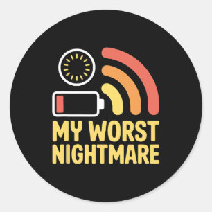 Sticker Rond Ma pire nuit effrayante signal wifi faible chargem