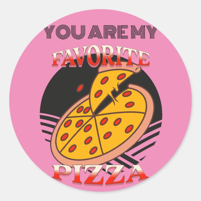 Sticker Rond Ma pizza préférée, cadeau père cool élégant (Devant)