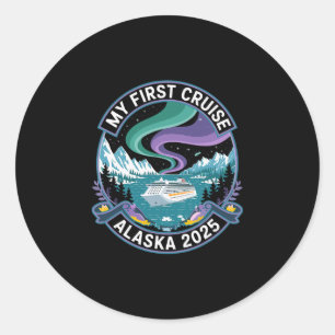 Sticker Rond Ma première croisière Alaska 2025 Chemise Lumières