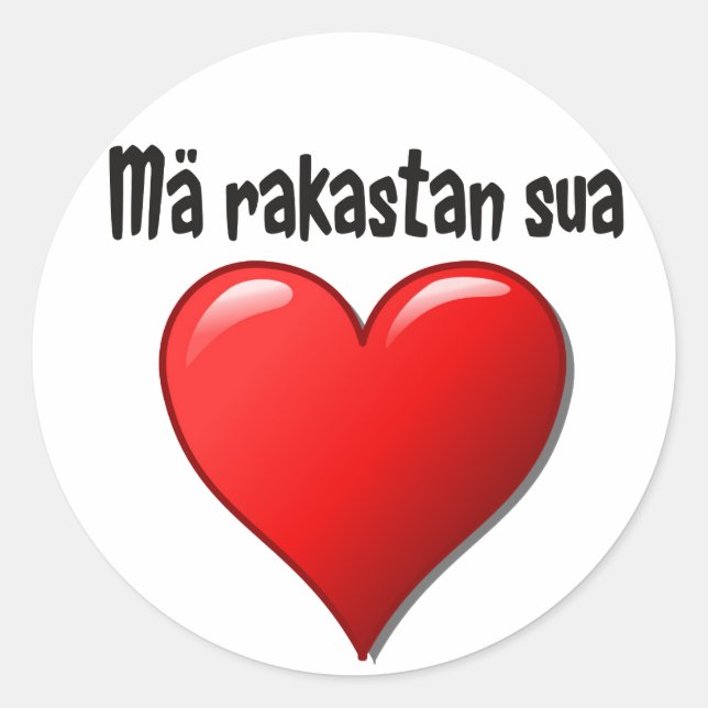 Sticker Rond Mä rakastan sua - Je vous aime en finnois (Devant)