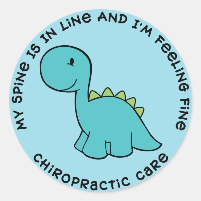 Sticker Rond Ma Spine Est En Ligne Dinosaure Chiropratique Stic (Devant)