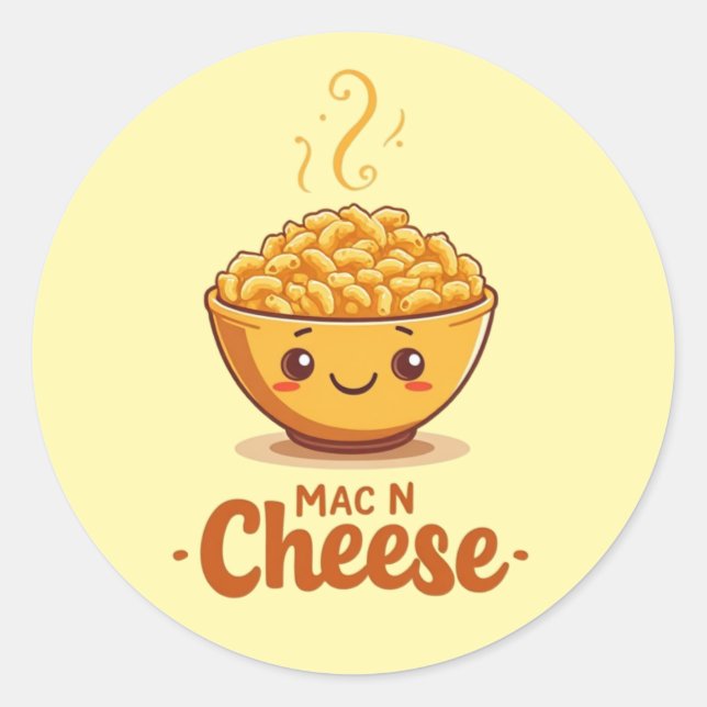 Sticker Rond Mac N Cheese Cute Bowl (Devant)
