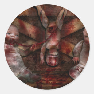 Sticker Rond Macabre - Poupées - Avoir un ami pour dîner