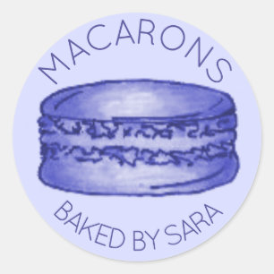 Sticker Rond Macaron Français Violet Cuisine Fabriquée Maison