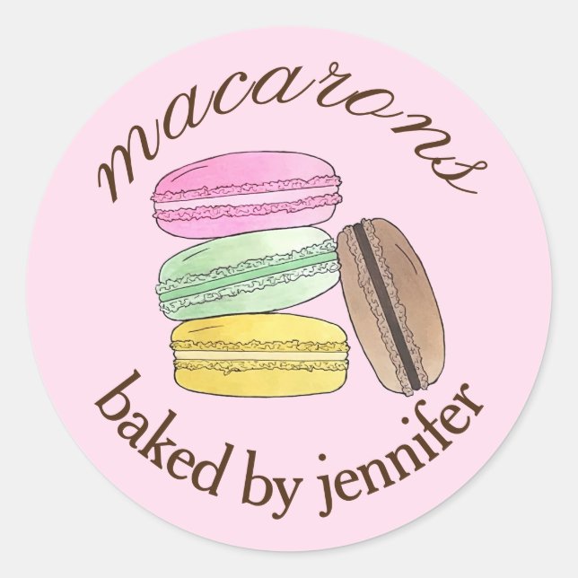 Sticker Rond Macaron French Pastry Cookies Macarons cuits au fo (Devant)