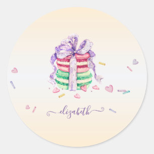 Sticker Rond Macarons aquarelles tendance cool