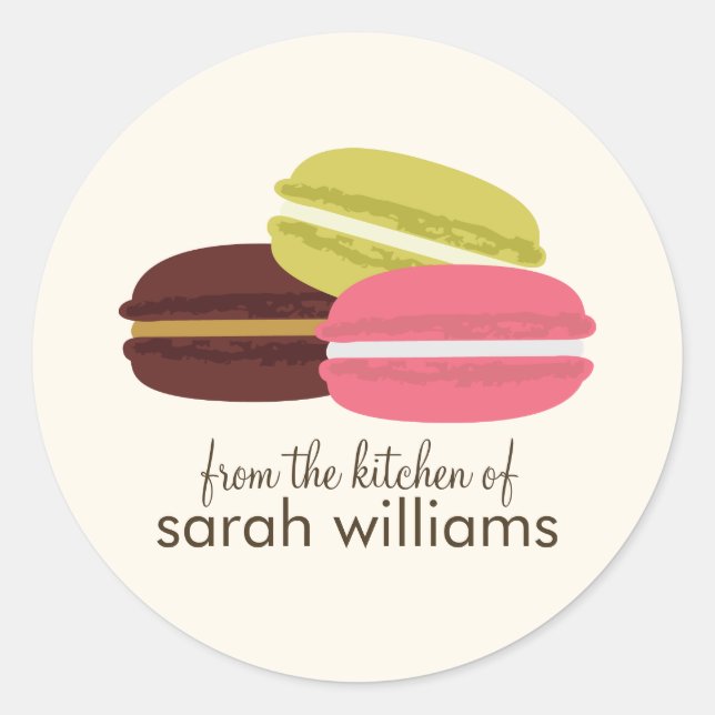 Sticker Rond Macarons français colorés (Devant)