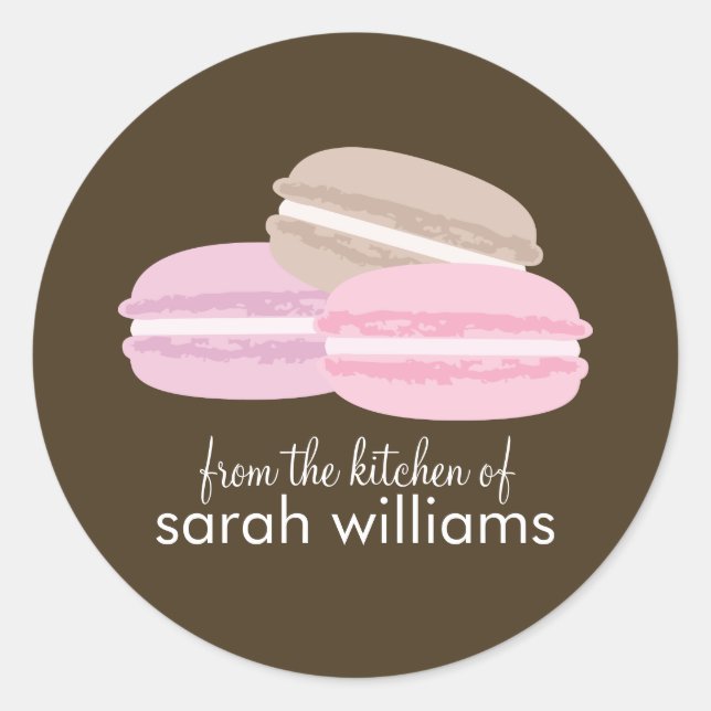 Sticker Rond Macarons français colorés (Devant)