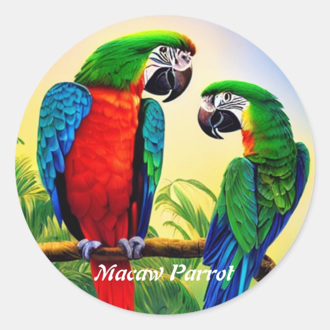 Sticker Rond Macaw Parrot (Devant)