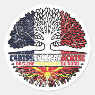 Sticker Rond Macédoine du Nord Macédonienne France Arbre