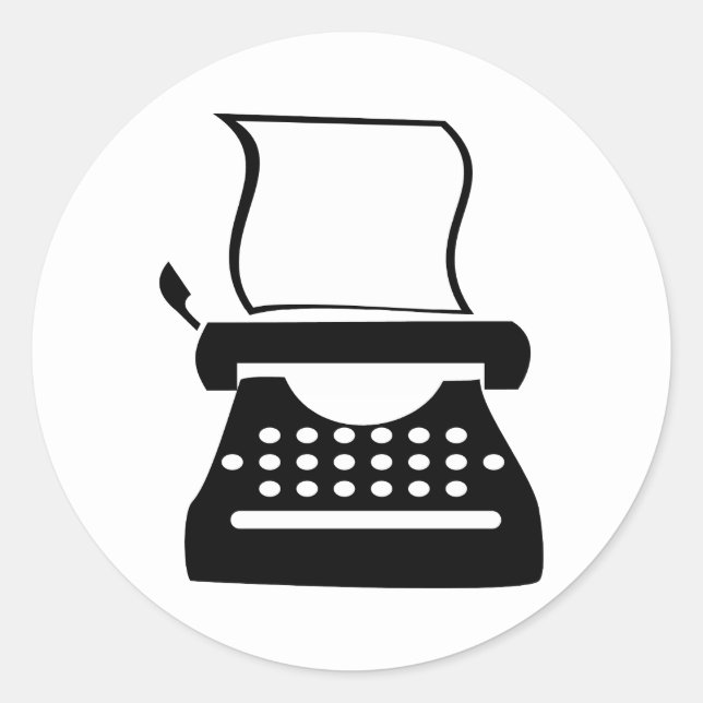 Sticker Rond Machine à écrire - Typage manuel Écriture ancienne (Devant)