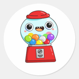 Sticker Rond Machine à gumball Cute Kawaii