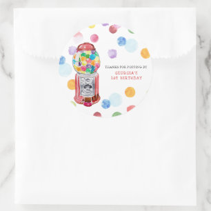 Sticker Rond Machine de gumball rétro   Parti Anniversaire de e