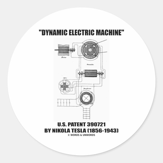 Sticker Rond Machine électrique dynamique US Patent 390721 De T (Devant)