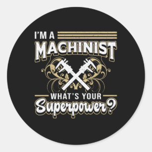 Sticker Rond Machine mécanique CNC Machine Superpower Cadeau
