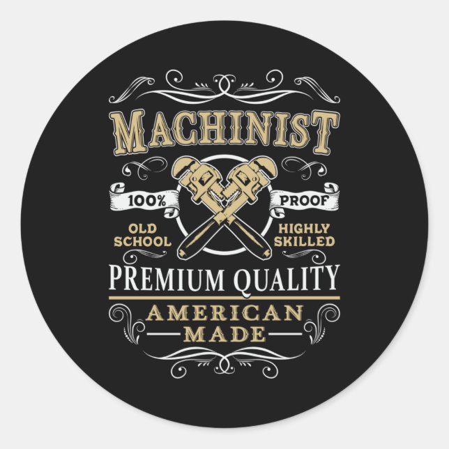 Sticker Rond Machine mécanique CNC Machiniste Idée cadeau (Devant)