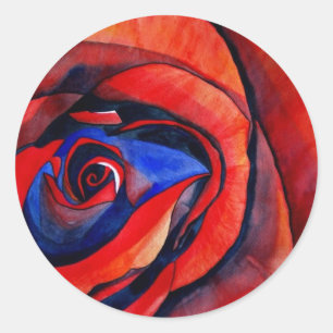 Sticker Rond Macro rouge rose abstraite peinture d'art