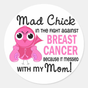 Sticker Rond Mad Chick 2 Maman Cancer du sein