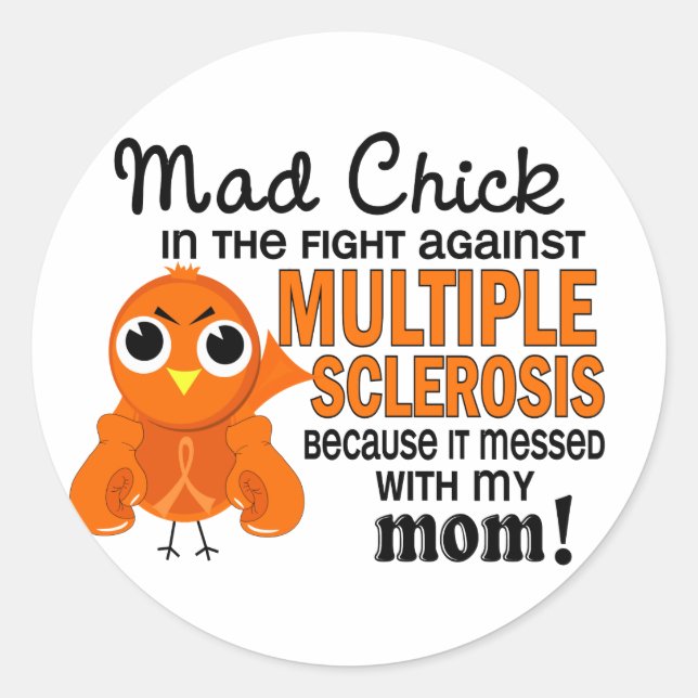 Sticker Rond Mad Chick 2 Maman Sclérose en plaques MS (Devant)