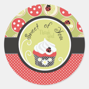 Sticker Rond Madame Bug et Merci de petit gâteau