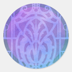 Sticker Rond Madame d'art déco - GINELLE dans les pourpres et