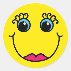 Sticker Rond Madame jaune Emoji Face
