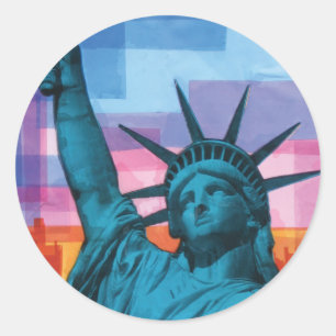 Sticker Rond Madame Liberty