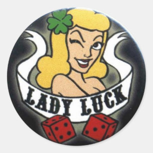 Sticker Rond Madame Luck