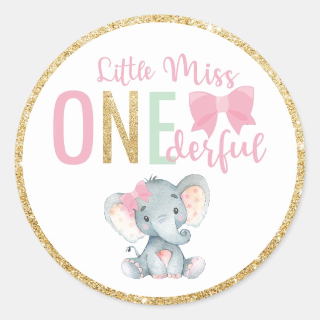 Sticker Rond Mademoiselle Merveilleuse 1er Anniversaire Faveur  (Devant)