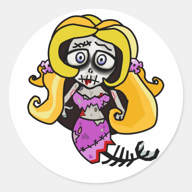 Sticker Rond 'Madison' Zombie Mermaid (Devant)