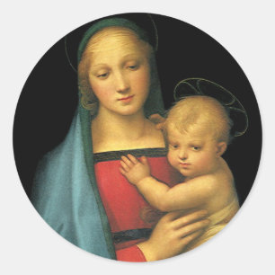 Sticker Rond Madone et enfant, Madone del Granduca de Raphaël