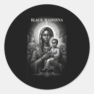 Sticker Rond Madone noire Mère noire et enfant Christian Bla