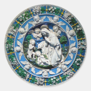 STICKER ROND MADONNA AVEC L'ENFANT ET LES ANGES