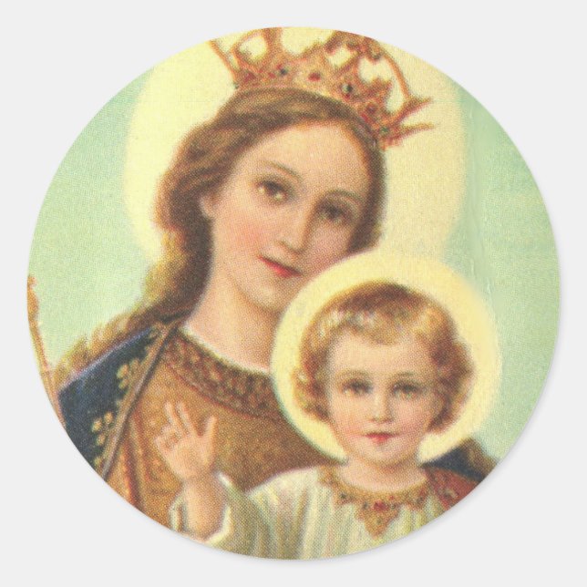Sticker Rond Madonna bénit Marie avec Bébé Jésus (Devant)