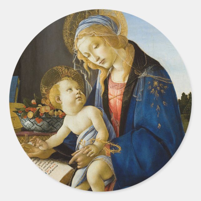 Sticker Rond Madonna du livre de Botticelli Religious (Devant)