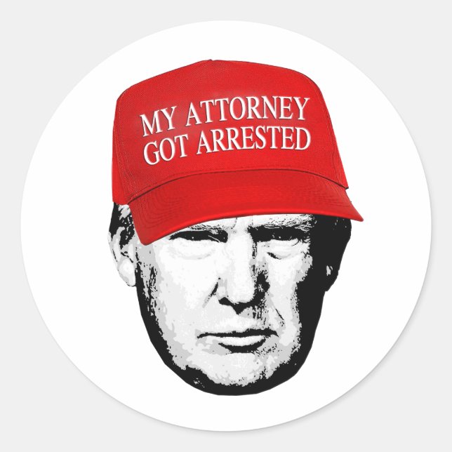 Sticker Rond MAGA : Mon procureur a été arrêté (Devant)