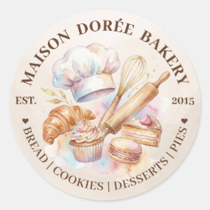 Sticker Rond Magasin de Boulangerie Pâtissier Dessert Sucreries