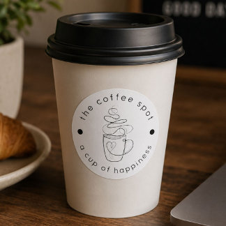 Sticker Rond Magasin de Café Personnalisé Ajoutez Votre Logo Mo