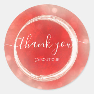 Sticker Rond Magasin de Remerciements Nom commercial Rose Rouge