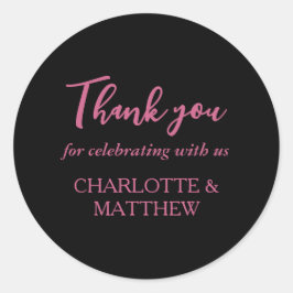 Sticker rond Magenta & Black Mariage classique