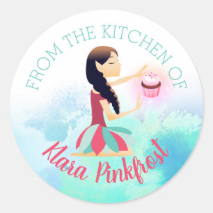 Sticker Rond Magic cupcake fée de cuisine de